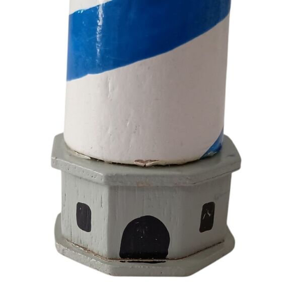 Wooden Lighthouse Christmas Ornament Blue White Midwest Cannon Falls Coastal - Picture 4 of 16